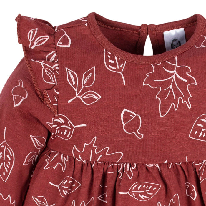 2-Pack Baby & Toddler Girls Dark Orange Leaves Babydoll Dress