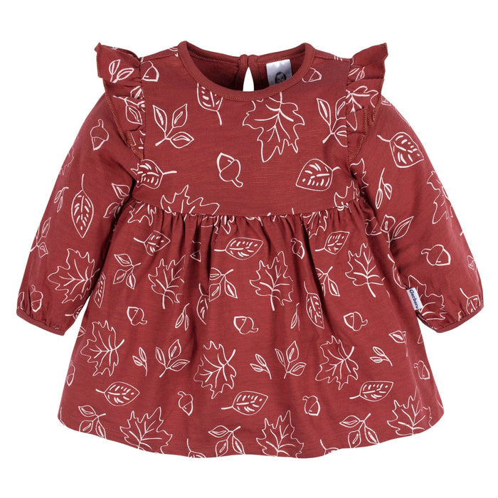 2-Pack Baby & Toddler Girls Dark Orange Leaves Babydoll Dress