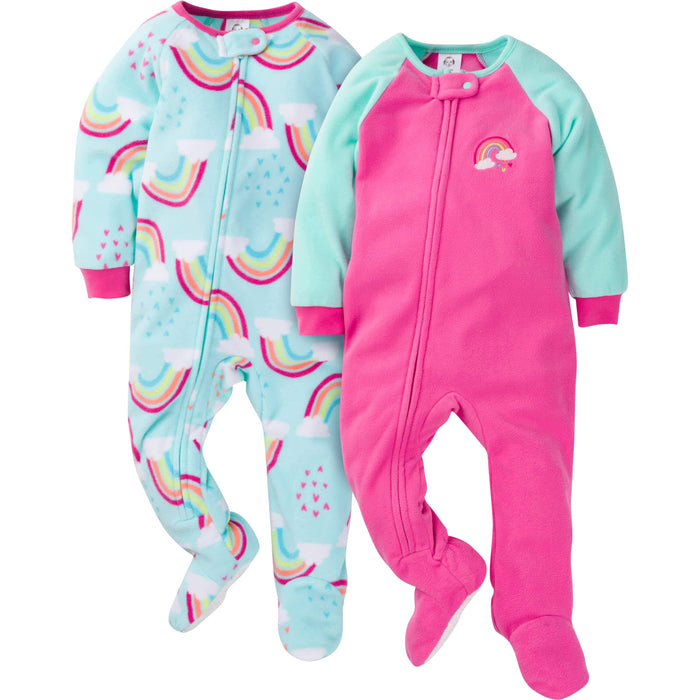 2-Pack Baby & Toddler Girls Rainbow Fleece Pajamas-Gerber Childrenswear