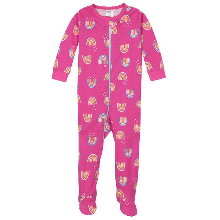 2-Pack Baby & Toddler Girls Rainbows Snug Fit Footed Cotton Pajamas-Gerber Childrenswear