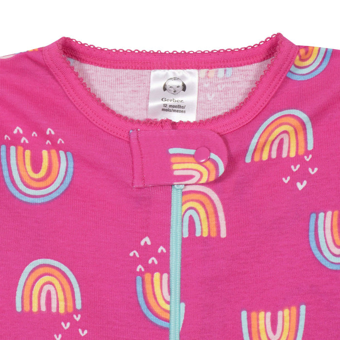 2-Pack Baby & Toddler Girls Rainbows Snug Fit Footed Cotton Pajamas-Gerber Childrenswear