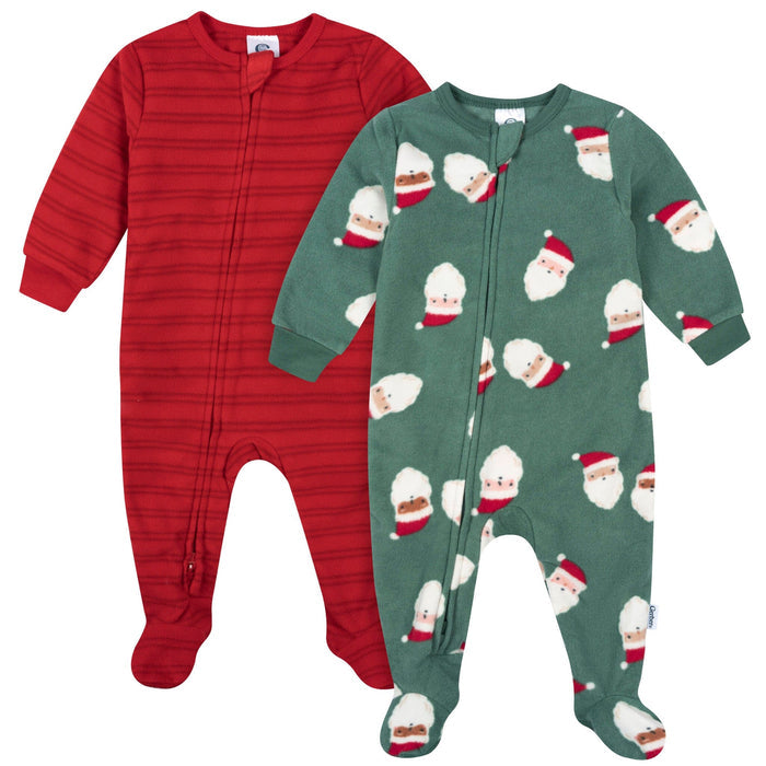 2-Pack Baby & Toddler Neutral Santas Footed Fleece Pajamas Sleepwear Gerber®