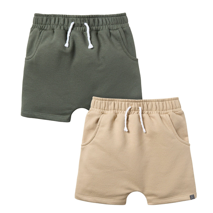 2-Pack Infant & Toddler Boys Dark Green & Light Tan Harem Shorts Bundle bottoms Gerber Childrenswear