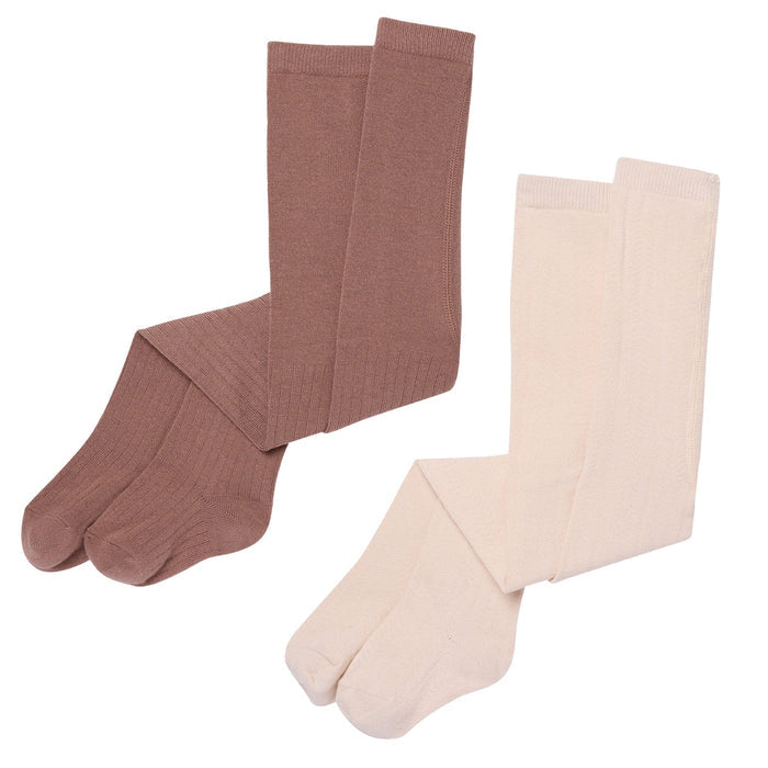 2-Pack Baby Girls Brown & Ivory Pointelle Ribbed Tights socks modern moments™ by Gerber®