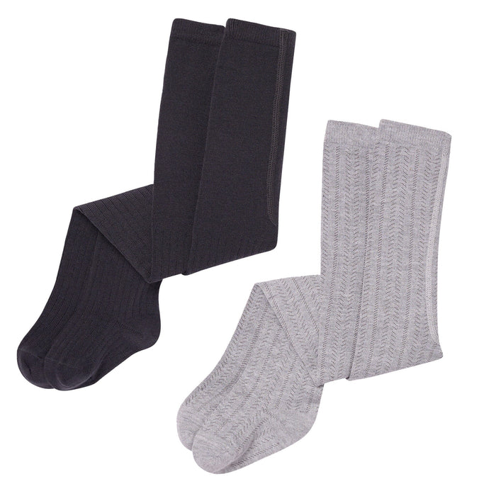 2-Pack Baby Girls Grey & Black Pointelle Ribbed Tights socks modern moments™ by Gerber®