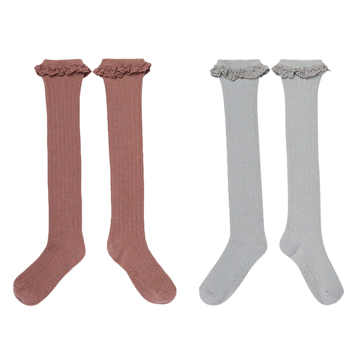 2-Pack Toddler Girls Neutral Lace Knee Socks socks modern moments™ by Gerber®