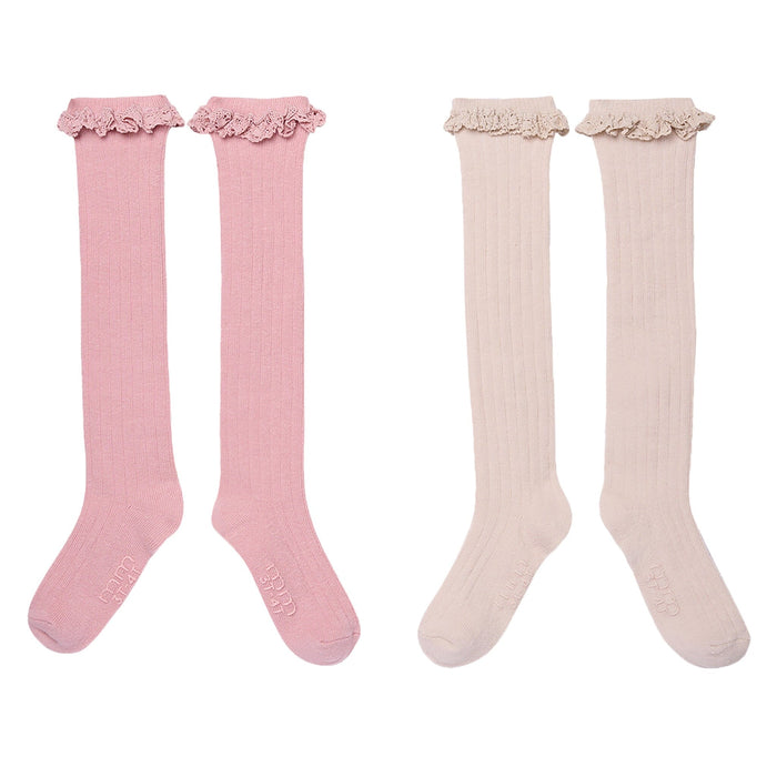 2-Pack Toddler Girls Pink Lace Knee Socks socks modern moments™ by Gerber®