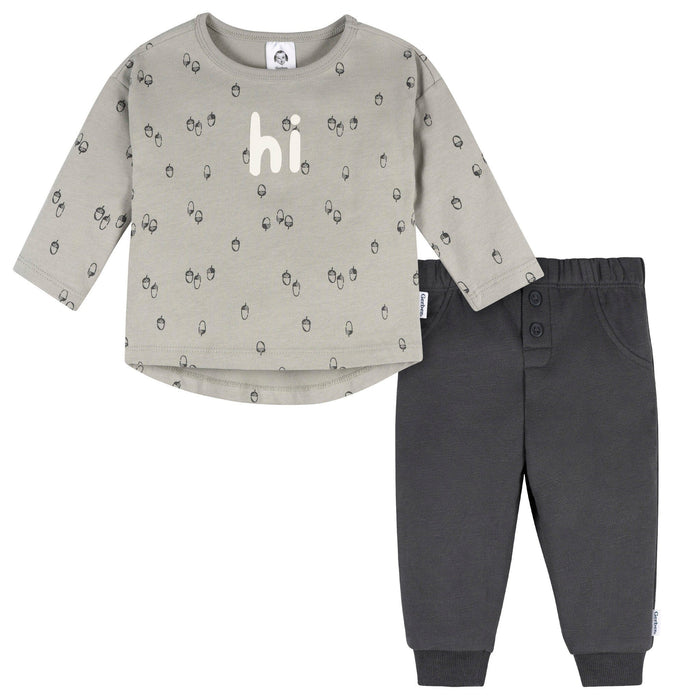 2-Piece Baby Boys Gray Arcon Top & Joggers Outfits & Sets Gerber®