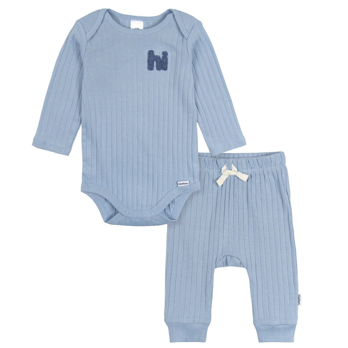 2-Piece Baby Boys Blue Bodysuit and Pant Set outfits Gerber®