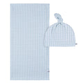 2-Piece Baby Boys Blue Plaid Swaddle Blanket & Hat Set Gerber®