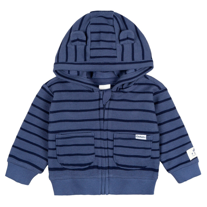 2-Piece Baby Boys Blue Stripe Hooded Jacket & Jogger Set outfits Gerber®