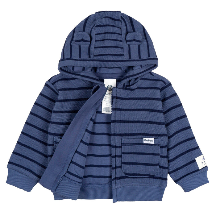 2-Piece Baby Boys Blue Stripe Hooded Jacket & Jogger Set outfits Gerber®
