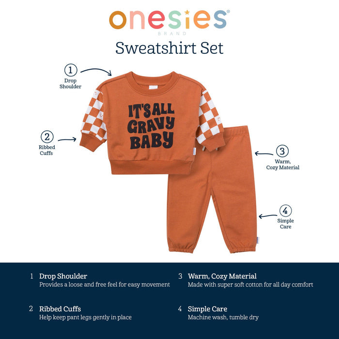 2-Piece Baby Boys It'S All Gravy Sweatshirt Set outfits Onesies® Brand