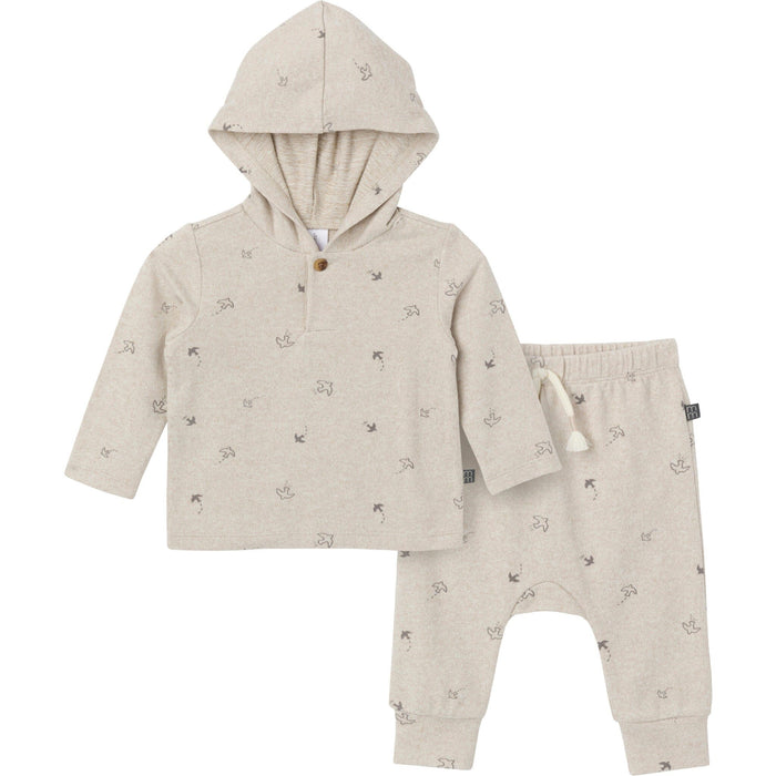2-Piece Baby Boys Oatmeal Heather Hooded Brushed Hacci Set Outfits & Sets Modern Moments™ by Gerber®