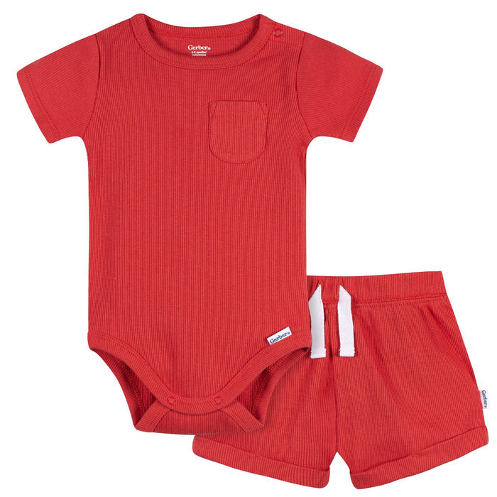 2-Piece Baby Boys Red Bodysuit & Shorts Set Outfits & Sets Gerber®