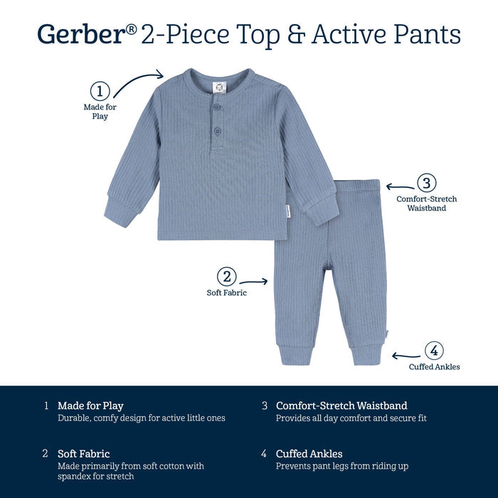 2-Piece Baby Boys Troposphere Blue Top and Active Pant Set outfits Gerber®