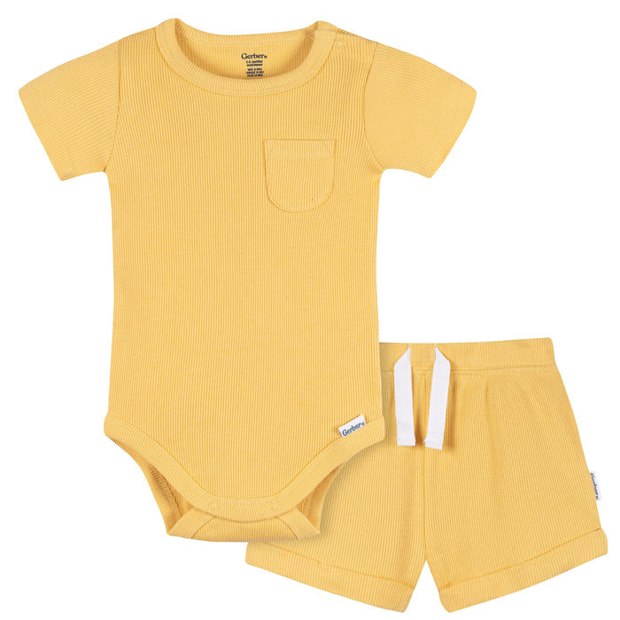 2-Piece Baby Boys Yellow Bodysuit & Shorts Set outfits Gerber®