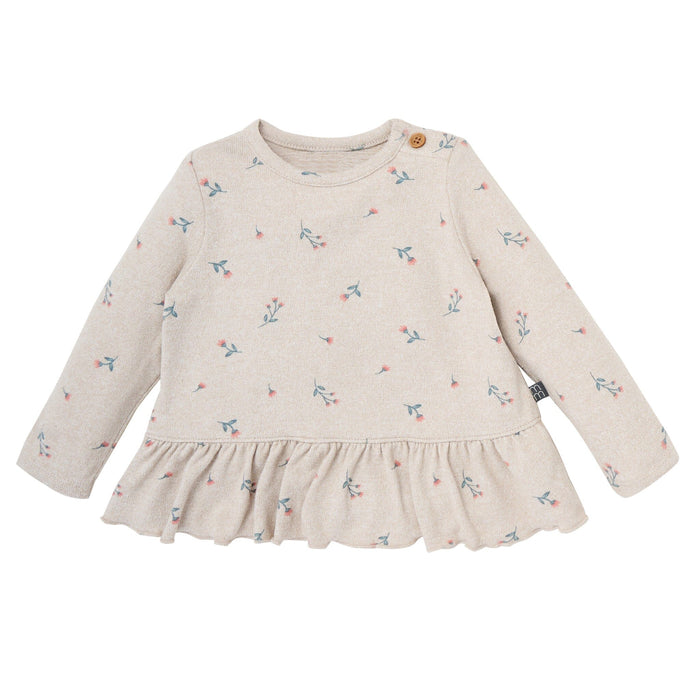 2-Piece Baby Girls Beige Heather Peplum Top and Pants Outfits & Sets Gerber®