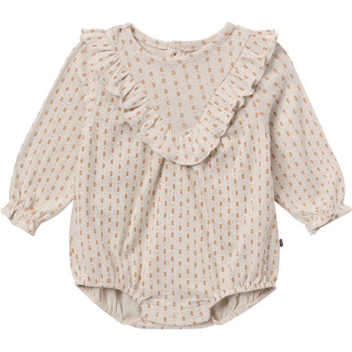 2-Piece Baby Girls Brown Fleur Bubble Romper Bubble Romper and Tights Rompers Gerber®