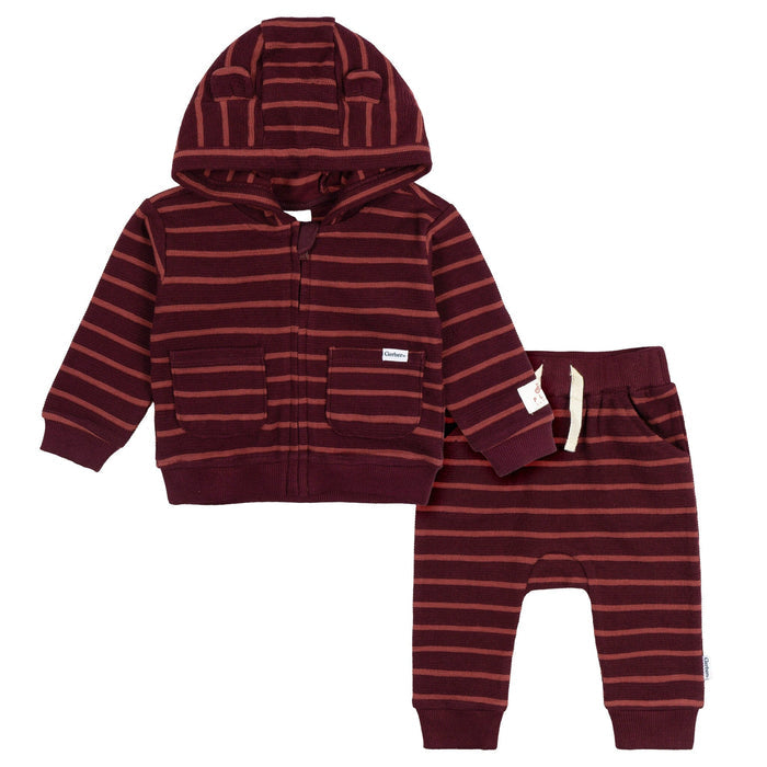 2-Piece Baby Girls Fig Stripe Hooded Jacket & Jogger Set outfits Gerber®