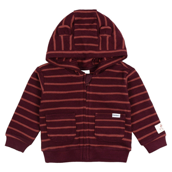 2-Piece Baby Girls Fig Stripe Hooded Jacket & Jogger Set outfits Gerber®