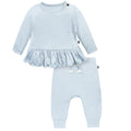 2-Piece Baby Girls Light Blue Peplum Top Brushed Hacci Set