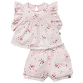 2-Piece Baby Girls Light Pink Floral Ruffled Sleeve Top & Cuffed Shorts Set outfits-doorbusters modern moments™ by Gerber®