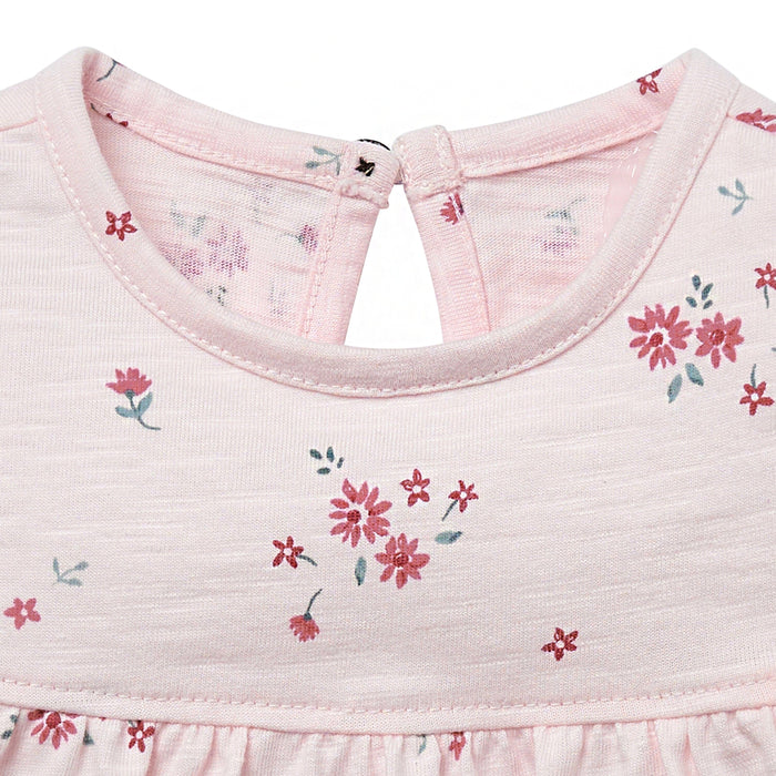 2-Piece Baby Girl Light Pink Floral Ruffled Sleeve Top & Cuffed Shorts Bundle outfits Gerber Childrenswear