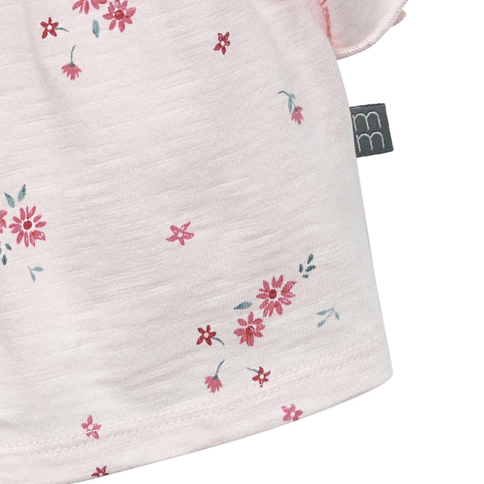 2-Piece Baby Girl Light Pink Floral Ruffled Sleeve Top & Cuffed Shorts Bundle outfits Gerber Childrenswear