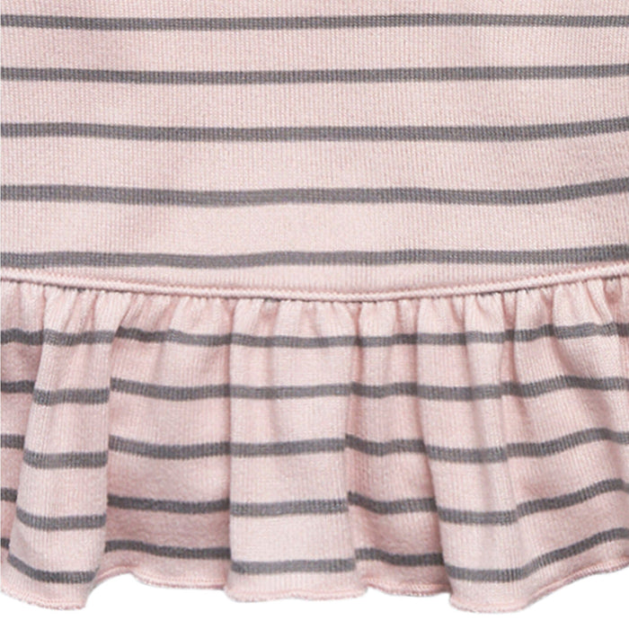 2-Piece Baby Girls Light Pink Stripe Peplum Top Brushed Hacci Set