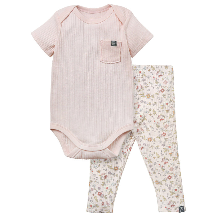 2-Piece Baby Girls Light Rose Short Sleeve Bodysuit & Spring Rose Pants Set outfits-doorbusters modern moments™ by Gerber®
