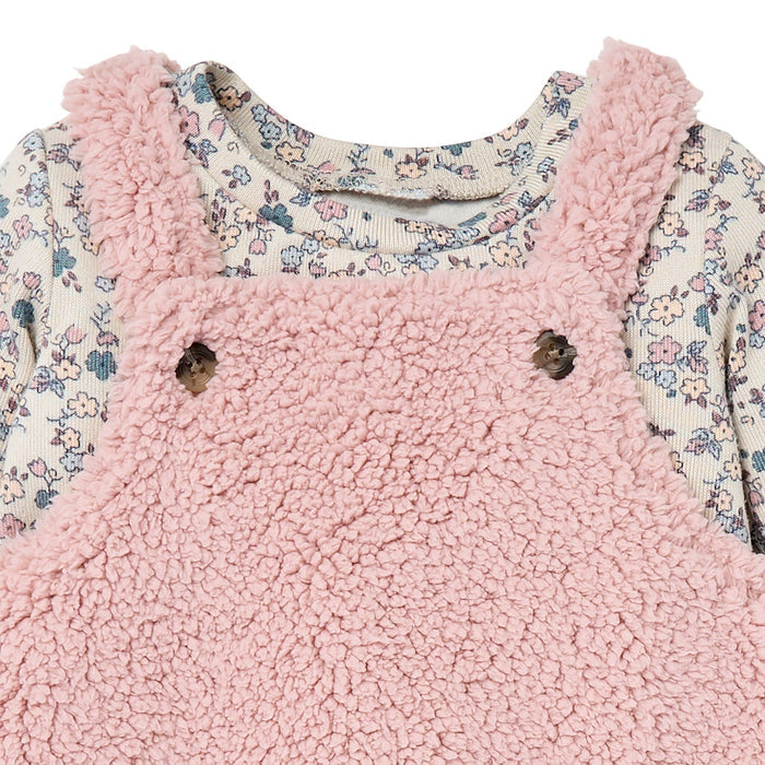 2-Piece Baby Girls Pale Mauve Plush Overall With Long Sleeve Top Outfits & Sets Gerber®