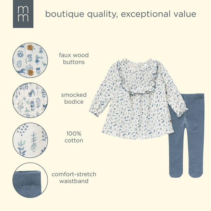 2-Piece Baby Girls Petit Blue Country Dress and Tights Set dresses modern moments™ by Gerber®