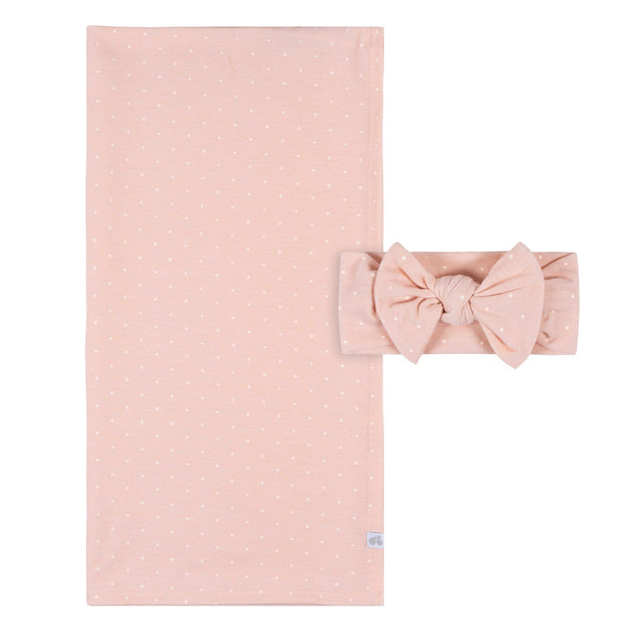 2-Piece Baby Girls Pink Floral Swaddle Blanket & Headband Set Gerber®