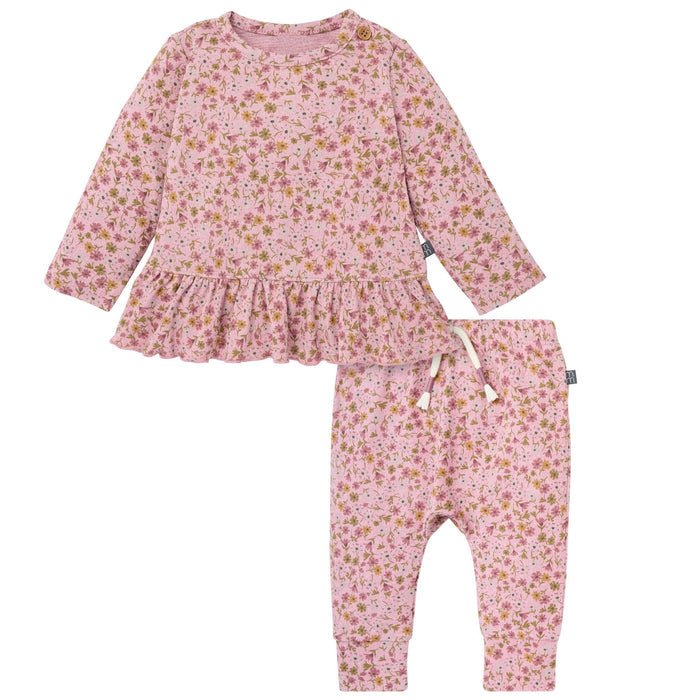 2-Piece Baby Girls Rose Heather Peplum Top and Pants Outfits & Sets Gerber®