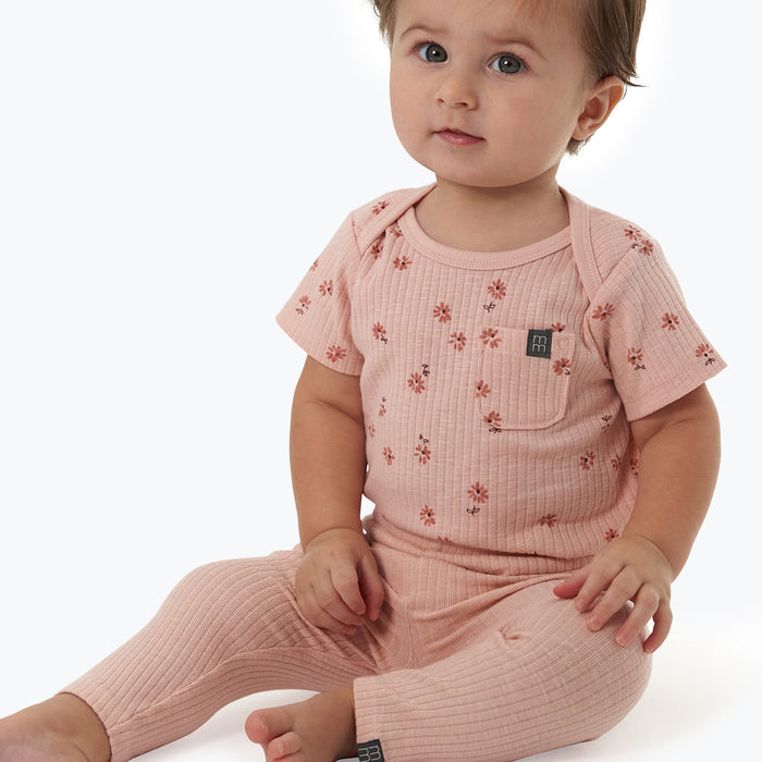 2-Piece Baby Girl Rose Flower Short Sleeve Bodysuit & Pant Bundle outfits Modern Moments™ by Gerber®