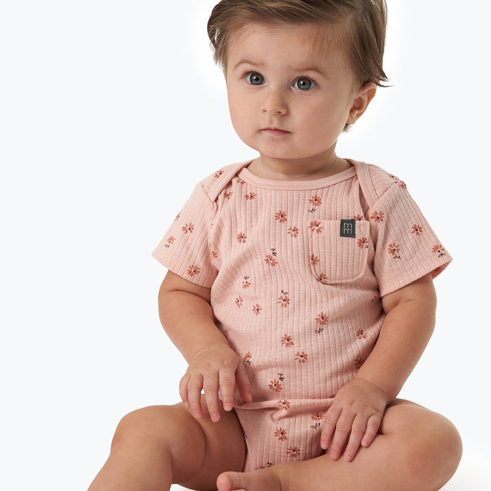 2-Piece Baby Girl Rose Flower Short Sleeve Bodysuit & Pant Bundle outfits Modern Moments™ by Gerber®