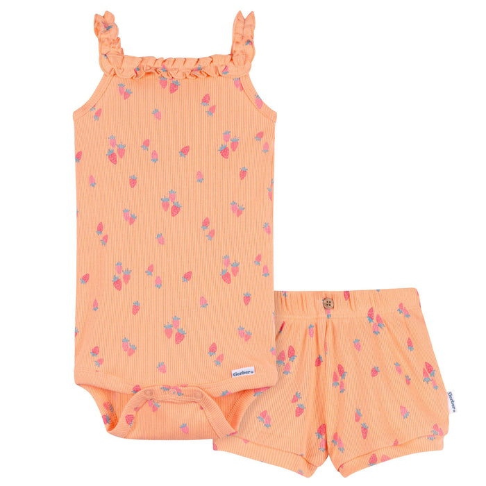 2-Piece Baby Girls Strawberries Bodysuit & Shorts Set Outfits & Sets Gerber®