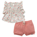 2-Piece Baby Girl Vanilla Garden Ruffled Sleeve Top & Cuffed Shorts Bundle outfits Modern Moments™ by Gerber®