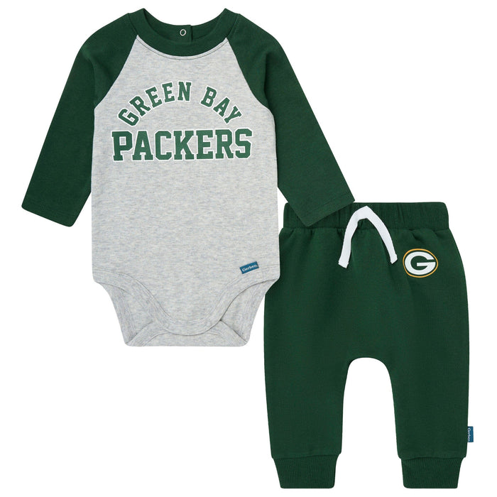 2-Piece Baby Neutral Green Bay Packers Bodysuit and Jogger Set NFL NFL