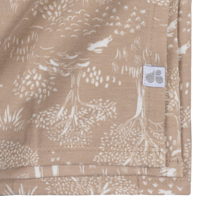 2-Piece Baby Neutral Ivory Tan Forest Swaddle Blanket & Hat Set Gerber®