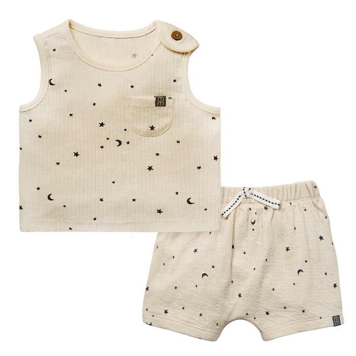 2-Piece Baby Neutral Moon and Stars Tank Top & Harem Shorts Bundle outfits Modern Moments™ by Gerber®