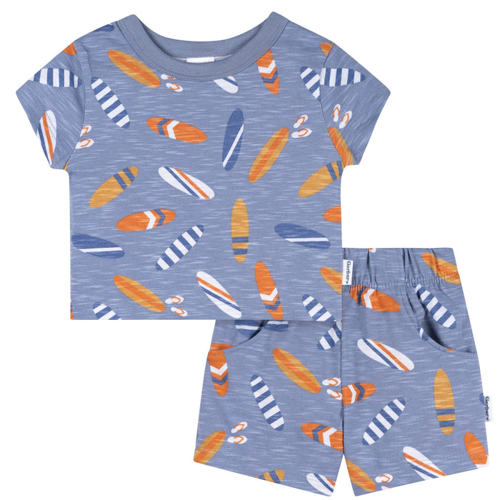 2-Piece Baby & Toddler Boys Blue Surfboard T-Shirt and Shorts Set Outfits & Sets Gerber®