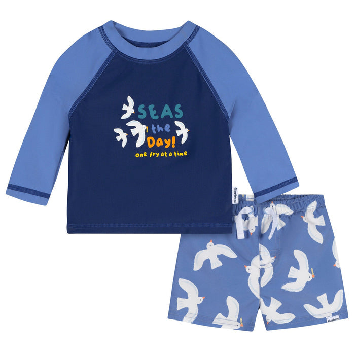 2-Piece Baby & Toddler Boys Blue Birds Rashguard & Trunks Set Swimwear Gerber®