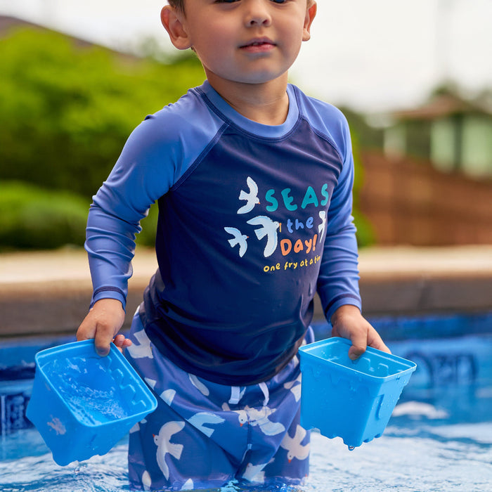 2-Piece Baby & Toddler Boys UPF 50+ Seagulls Rash Guard & Swim Trunks Set swimwear Gerber®