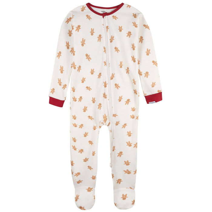 2-Piece Baby & Toddler Neutral Gingerbread People Snug Fitting Footed Pajamas Sleepwear Gerber®