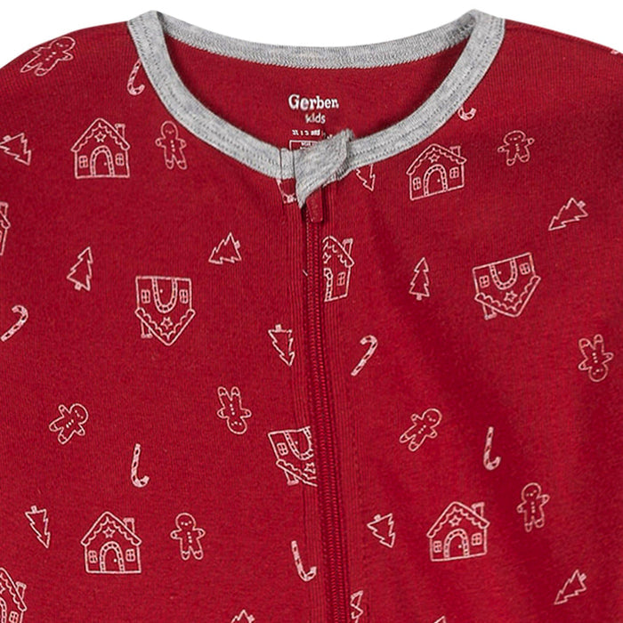 2-Piece Baby & Toddler Neutral Gingerbread People Snug Fitting Footed Pajamas Sleepwear Gerber®