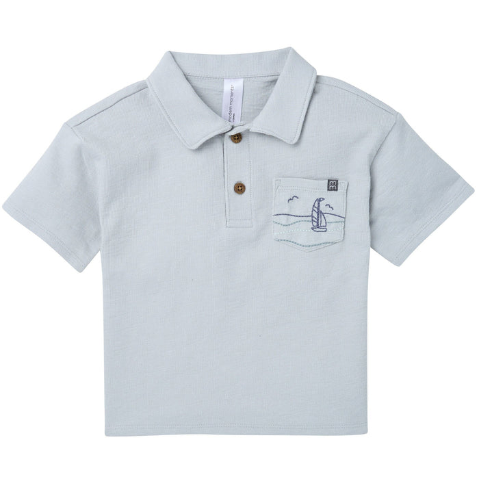 2-Piece Baby Boys Vapor Blue Polo Shirt and Shorts outfits Modern Moments™ by Gerber®
