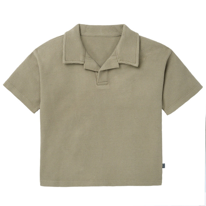 2-Piece Baby Boys Muted Olive Johnny Collar Shirt and Shorts outfits Modern Moments™ by Gerber®