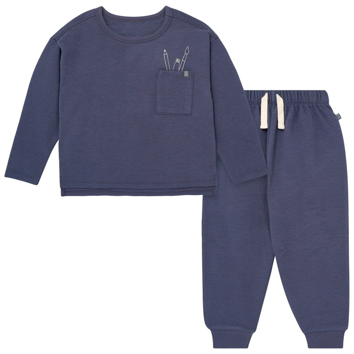 2-Piece Baby Boys Dark Blue Long Sleeve T-Shirt and Jogger Set Outfits & Sets Gerber®
